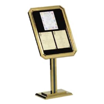 Aarco P31-B 49" x 23" Single Pedestal Ornamental Sign Poster Stand With Brass Finish