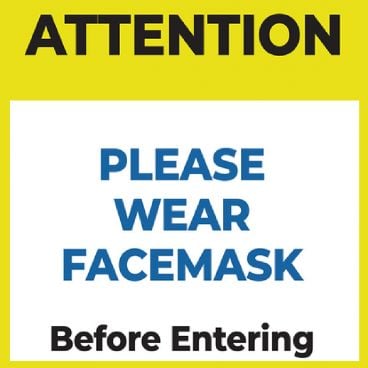 Aarco PWF1185 Metal 8 1/2" x 11" Size English "Attention: Please Wear Facemask Before Entering" Compliance Sign Insert For 8 1/2" x 11" Frames