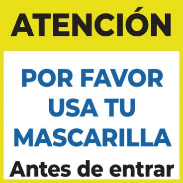 Aarco PWF2822S Metal 22" x 28" Size Spanish "Atención: Por Favor Usa Tu Mascarilla Antes de entrar" Compliance Sign Insert For 22" x 28" Frames