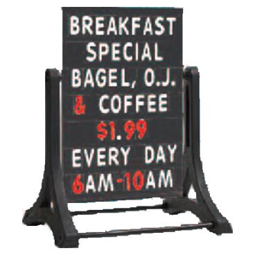 Aarco ROC-5 The Rocker Two Sided Black Letterboard with Stand and Characters - 24" x 36"