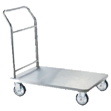 Aarco SB-1C One-Piece Stainless Steel Chrome Finish Luggage Cart - 36" x 24" x 36"