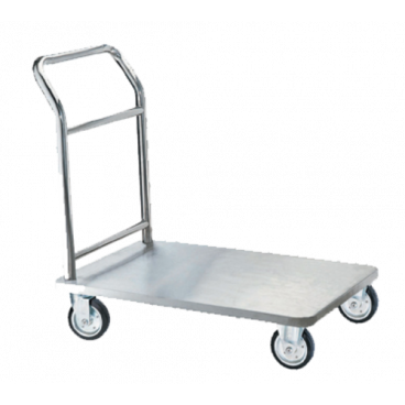 Aarco SB-1C One-Piece Stainless Steel Chrome Finish Luggage Cart - 36" x 24" x 36"