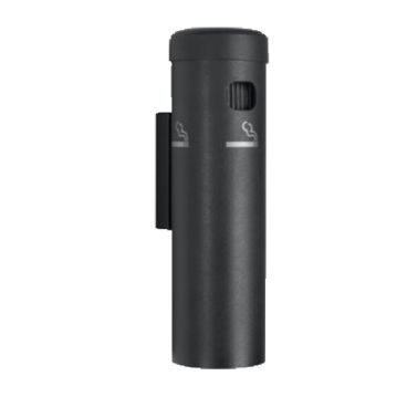 Aarco SB15W 3-1/2" Wall Mounted Cigarette / Ash Receptacle With Removable Canister And Cap, Black Finish