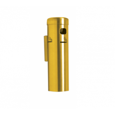 Aarco SC15W 3-1/2" Wall Mounted Cigarette / Ash Receptacle With Removable Canister And Cap, Gold Finish