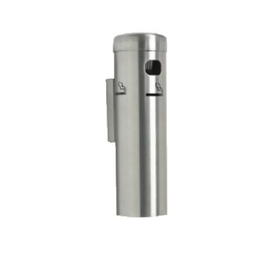 Aarco SS15W 3-1/2" Wall Mounted Cigarette / Ash Receptacle With Removable Canister And Cap, Satin Finish