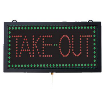 Aarco TAK12M 18-3/4" x 9-3/4" LED "TAKE-OUT" Sign With 3 Display Modes