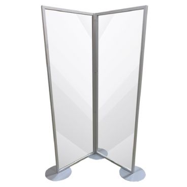 Aarco TCGPC602424 Clear 60" High x 24" x 24" Polycarbonate Corner Guard Floor-Standing Spread Protection Shield With Satin Anodized Aluminum Frame