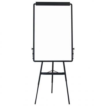 Aarco TE1BK 31" Black Portable Tripod Easel With Whiteboard And Flip Chart Clip