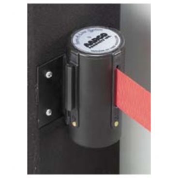 Aarco WM-10BK_RD Black Wall-Mount Stanchion with 10' Red Retractable Belt