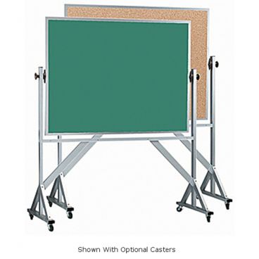 Aarco ACB3648G 36" x 48" Reversible Free Standing Green Composition Chalkboard / Natural Cork Board with Satin Anodized Aluminum Frame