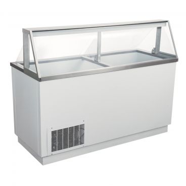 Admiral Craft USDP-67 White 67-3/4" Wide Angled Glass Top Ice Cream Dipping Cabinet, 115V