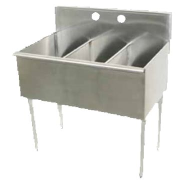 Advance Tabco 4-3-36 36” Three Compartment Stainless Steel Square Corner Scullery Budget Sink - 400 Series