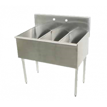Advance Tabco 6-3-54 54” Three Compartment Stainless Steel Square Corner Scullery Budget Sink - 600 Series