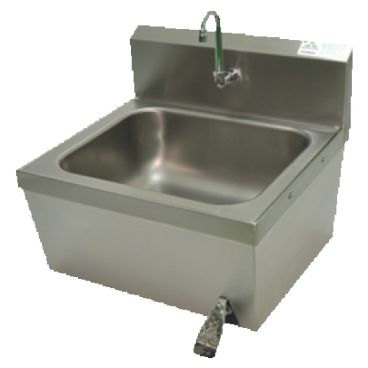 Advance Tabco 7-PS-78 25-5/8" W x 22" D 18 Gauge Stainless Steel Wall Mounted Hand Sink with 8" Deep Bowl and 8" Back Splash with Hands-Free Knee Valve Operated Faucet