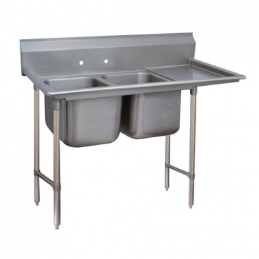 Advance Tabco 9-2-36-36R Two Compartment 76" Wide Regaline Sink With 36" Right Side Drainboard, Super Saver 900 Series