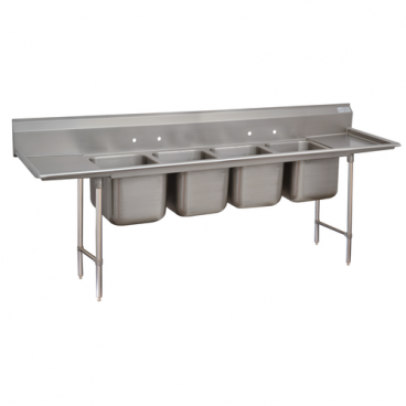 Advance Tabco 9-44-96-24RL Super Saver Four Compartment Pot Sink with Two Drainboards - 154"