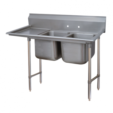 Advance Tabco 9-62-36-18L Two Compartment 62" Wide Regaline Sink With 18" Left Side Drainboard, Super Saver 900 Series