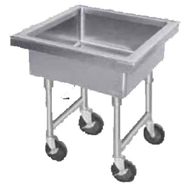 Advance Tabco 9-FMS-12 Mobile Sink 12" Deep Fabricated Stainless Steel Sink, 22" x 22" x 12" Bowl 
