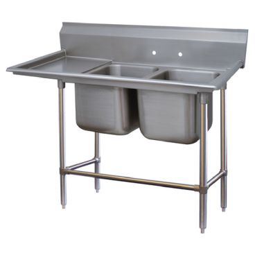 Advance Tabco 94-22-40-36L Two Compartment 84" Wide Regaline Sink With 36" Left Side Drainboard, Spec-Line 940 Series