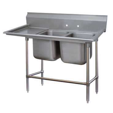 Advance Tabco 94-22-40-36L Two Compartment 84" Wide Regaline Sink With 36" Left Side Drainboard, Spec-Line 940 Series