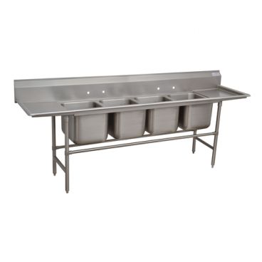 Advance Tabco 94-24-80-24RL Four Compartment 138" Wide Regaline Sink With 24" Right And Left Side Drainboards, Spec-Line 940 Series