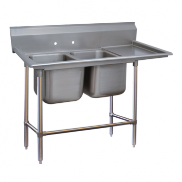 Advance Tabco 94-42-48-24R Two Compartment 80" Wide Regaline Sink With 24" Right Side Drainboard, Spec-Line 940 Series