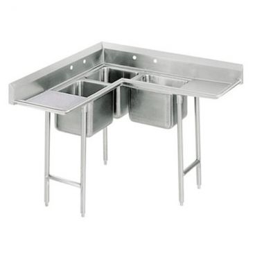 Advance Tabco 94-K5-18D Four Compartment Corner Sink with Two Drainboards - 61" / 79-1/2" Corner to Edge
