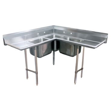Advance Tabco 94-K8-30D 85” Three Compartment Stainless Steel Regaline Corner Sink With Two Drainboards