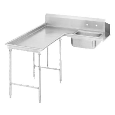 Advance Tabco DTS-G30-84L Island Soil L-Shape Stainless Steel Dishtable With Pre-Rinse Sink And 83" Left Side, Spec-Line Series
