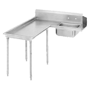 Advance Tabco DTS-G60-60L Island Soil L-Shape Stainless Steel Dishtable With Pre-Rinse Sink And 59" Left Side, Super Saver Series