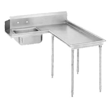 Advance Tabco DTS-G60-84R Island Soil L-Shape Stainless Steel Dishtable With Pre-Rinse Sink And 83" Right Side, Super Saver Series