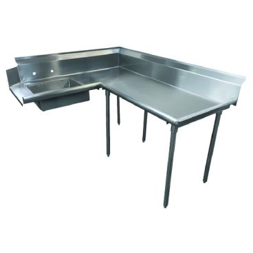 Advance Tabco DTS-K60-48R Korner Soil L-Shape Stainless Steel Dishtable With Pre-Rinse Sink And 47" Right Side, Super Saver Series