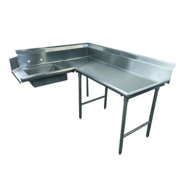 Advance Tabco DTS-K70-48R Korner Soil L-Shape Stainless Steel Dishtable With Pre-Rinse Sink And 47" Right Side, Standard Series