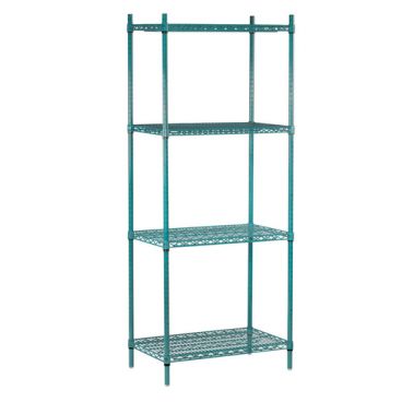 Advance Tabco EGG-1848 18" x 48" Green Epoxy Coated Wire Shelving Combo With 4 Shelves
