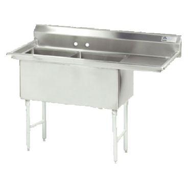 Advance Tabco FC-2-1818-18R Two Compartment Stainless Steel Sink with Right Drainboard