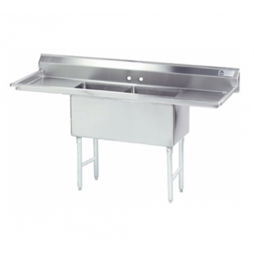 Advance Tabco FC-2-1818-18RL Two Compartment Stainless Steel Sink with Two Drainboards