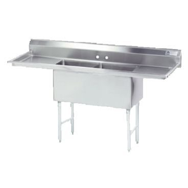 Advance Tabco FC-2-2424-18RL Two Compartment Stainless Steel Sink with Two Drainboards
