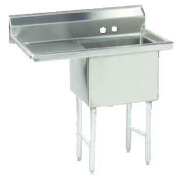 Advance Tabco FS-1-3024-24L 56-1/2” Fabricated One Compartment Stainless Steel Sink With Left-Side Drainboard - Spec-Line Series