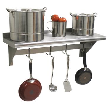 Advance Tabco PS-12-48 Stainless Steel Wall Shelf with Pot Rack - 12" x 48"