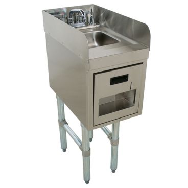 Advance Tabco SC-15-TS-S Stainless Steel 15" Underbar Hand Sink w/ Soap/Towel Dispensers and 4" Side Splashes