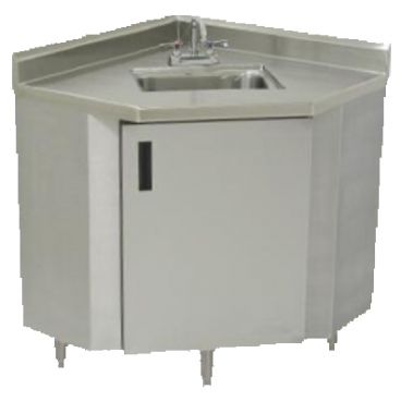 Advance Tabco SHK-1735 35" x 17" Stainless Steel Corner Sink Cabinet With Double Panel Door, 14" x 10" x 10" Deep Sink Bowl