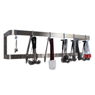 Advance Tabco SW-48 Wall Mounted Double Line Pot Rack with 12 Plated Pot Hooks - 12" x 48"