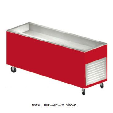 Duke AHC-5M-217154 Racing Red 74" Mobile Insulated Mechanically Assisted Refrigerated Salad Bar With 5" Deep Liner And 1" Drain, 120 Volts