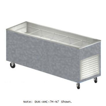 Duke AHC-5M-N7-217102 Duke Silver 74" Mobile Insulated Mechanically Assisted Refrigerated Salad Bar With 8" Deep NSF Standard 7 Liner And 1" Drain, 120 Volts