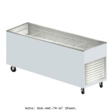 Duke AHC-5M-N7-217152 Stone Gray 74" Mobile Insulated Mechanically Assisted Refrigerated Salad Bar With 8" Deep NSF Standard 7 Liner And 1" Drain, 120 Volts