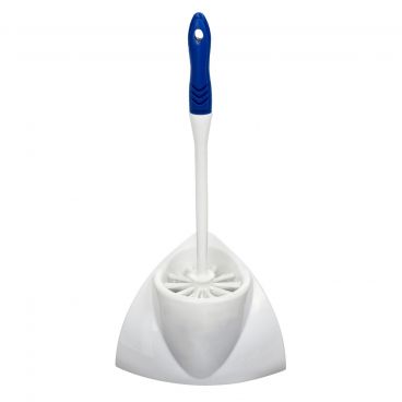 Alpine Industries 412345 Blue/White 16 3/10" Long Contoured Toilet Bowl Brush With Corner Caddy