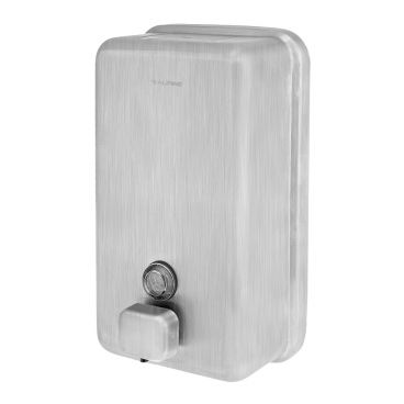 Alpine Industries 423-1 Brushed Stainless Steel 40 oz Push Button Vertical Wall-Mount Soap Dispenser