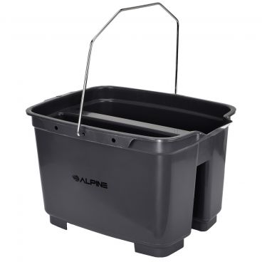 Alpine Industries 486-D Gray 19 1/2 qt Heavy-Duty Plastic Cleaning Caddy/Bucket With (2) 5 1/2" Divided Compartments