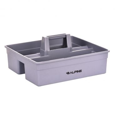 Alpine Industries 486-L Purple Large 3-Compartment Heavy-Duty Plastic Cleaning Caddy With Molded-In Handle