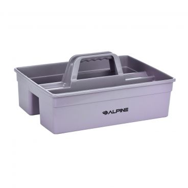 Alpine Industries 486-S Purple Small 3-Compartment Heavy-Duty Plastic Cleaning Caddy With Molded-In Handle